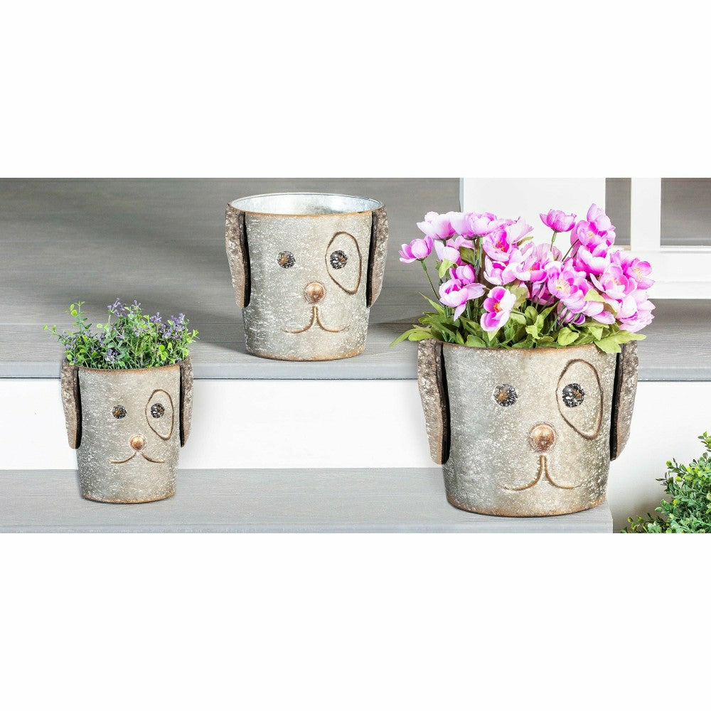 Metal Dog Bucket Planters, Set of 3 | Plow & Hearth