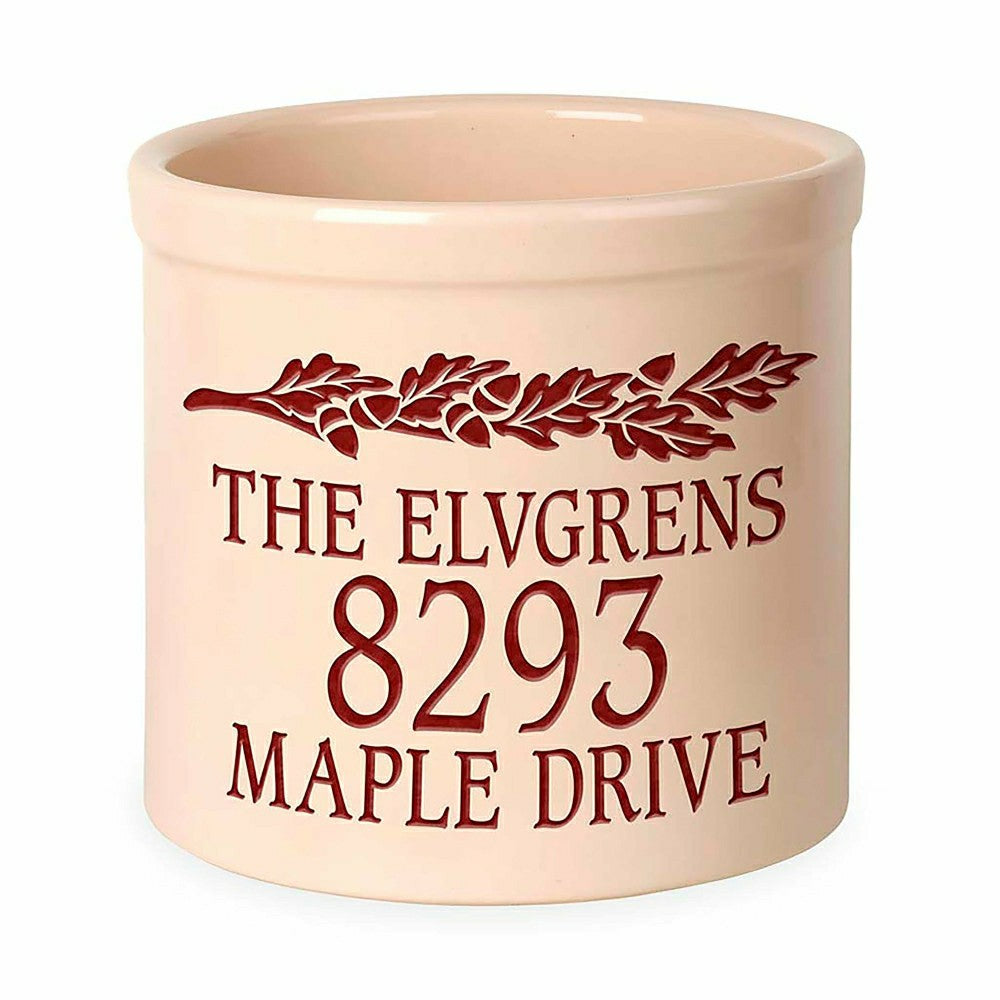 Acorn Personalized Address Crock With Name And House Number | Plow & Hearth