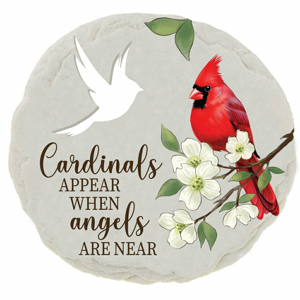 Memorial Garden Stone, Cut Out Round Cardinal | Plow & Hearth