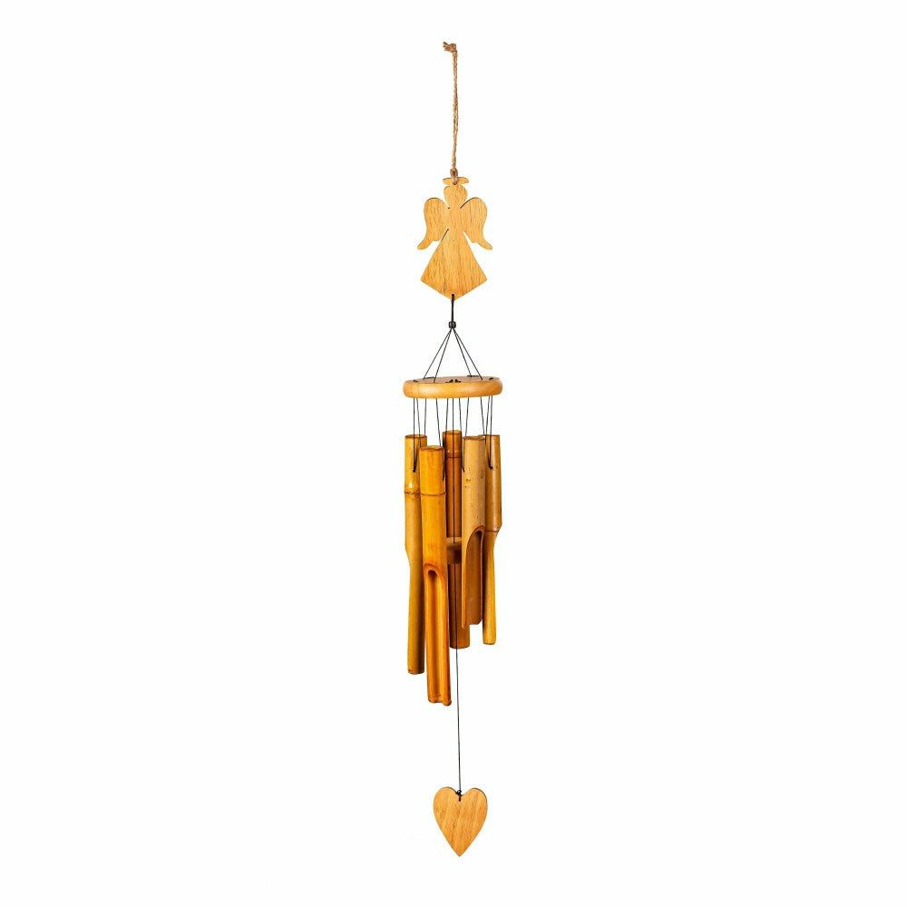 Memorial Wind Chime, Bamboo, Angel, 37" H | Plow & Hearth