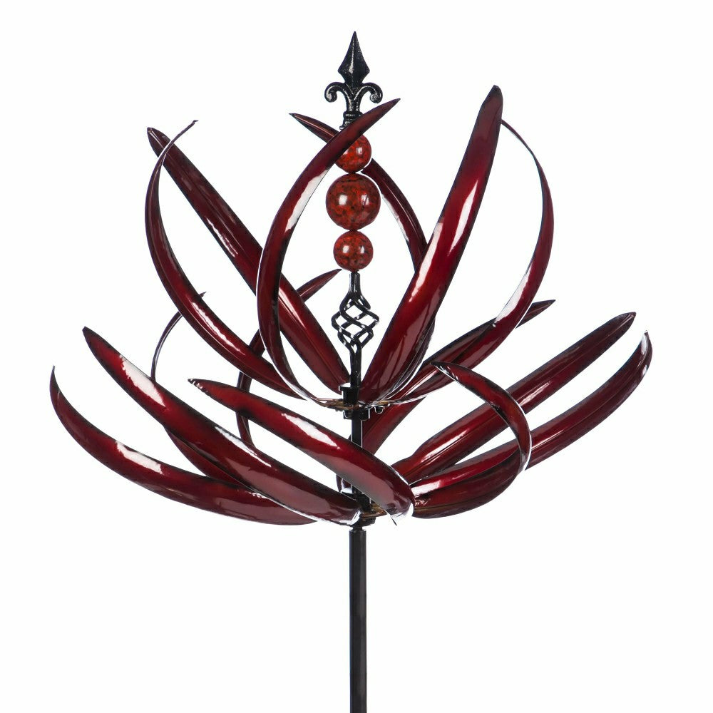 Crimson Lotus Metal Wind Spinner | Plow & Hearth