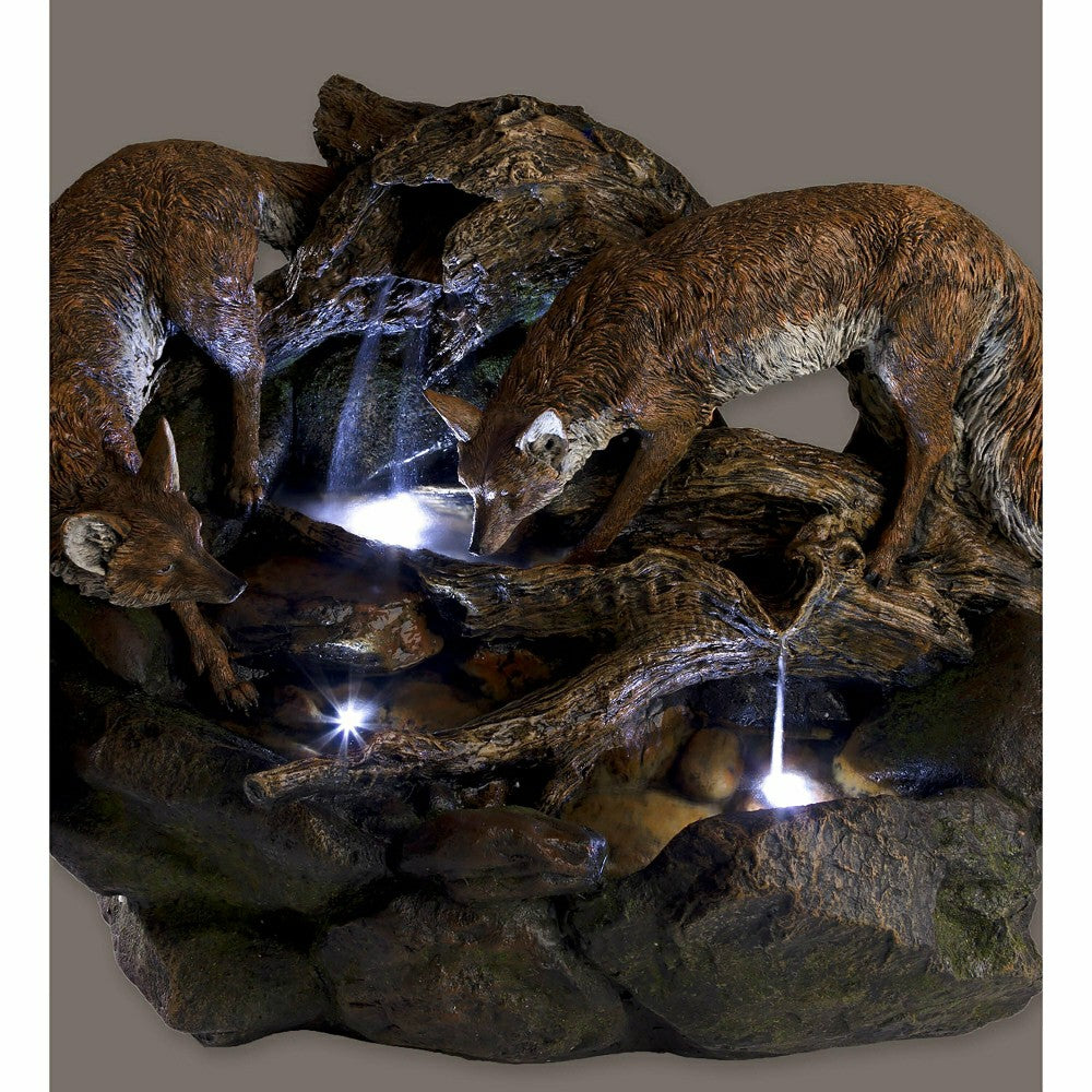 Lighted Foxes Fountain | Plow & Hearth