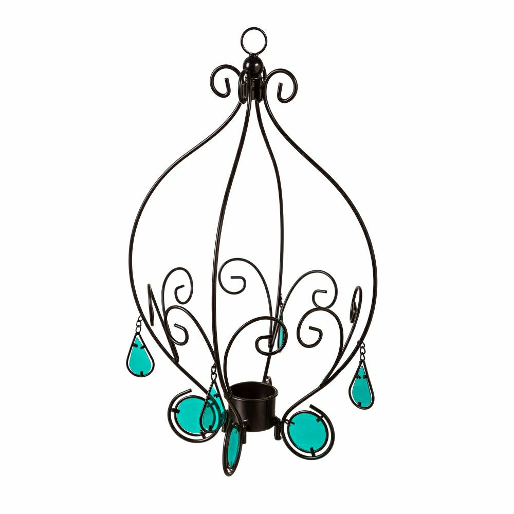 Metal Gazing Ball Hanging Holder with Blue Glass Tear Drops | Plow & Hearth