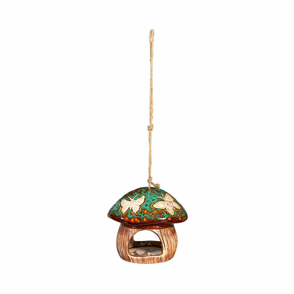 Garden of Wonder Bird Feeder, Ceramic Fantasy Green Mushroom | Plow & Hearth