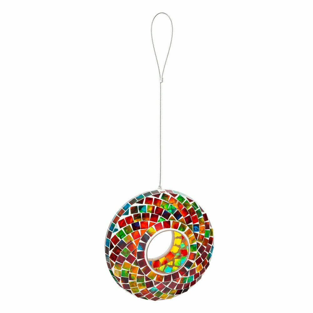 Tropical Oasis Bird Feeder, Acrylic Mosaic Glass Rainbow Feeder, 9.25" | Plow & Hearth