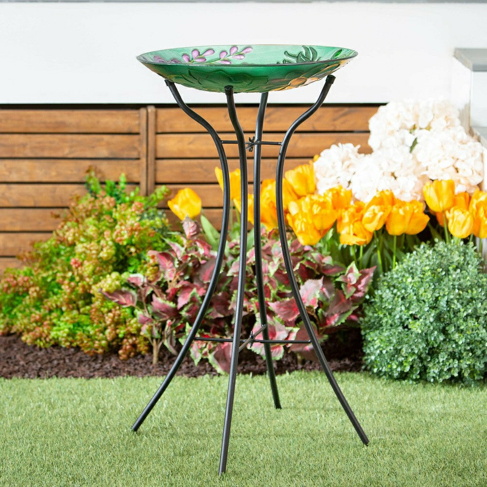 Hourglass Shape Metal Bird Bath Stand | Plow & Hearth