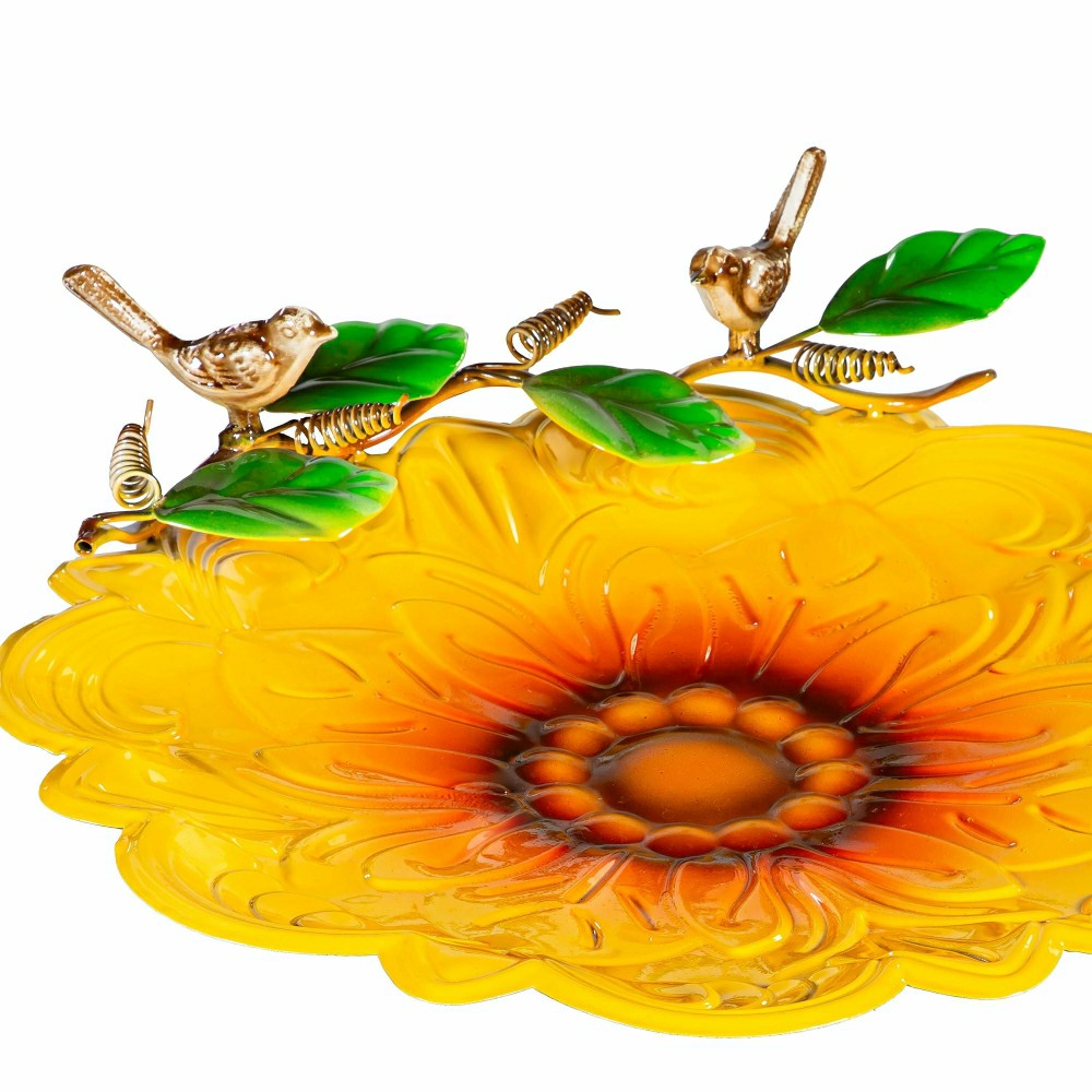 Metal Scalloped Edge Sunflower Birdbath | Plow & Hearth