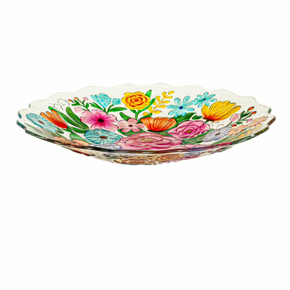 What She Shed Birdbath, Glass Bundle of Flowers, 18" | Plow & Hearth