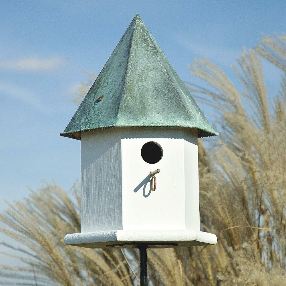Copper Songbird Deluxe Birdhouse w/Verdigris Patina Roof | Plow & Hearth