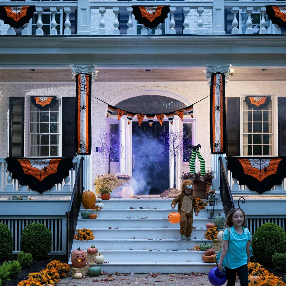 Large Halloween Spider Web Cotton Bunting | Plow & Hearth