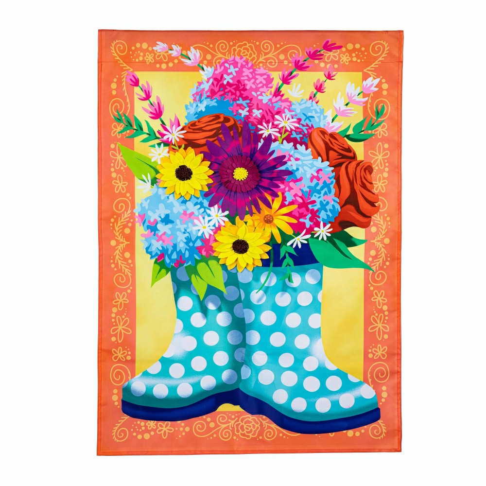 Floral Rain Boots Applique House Flag | Plow & Hearth