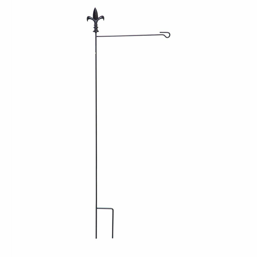 Metal Garden Flag Stand with Fleur de Lis Finial | Plow & Hearth