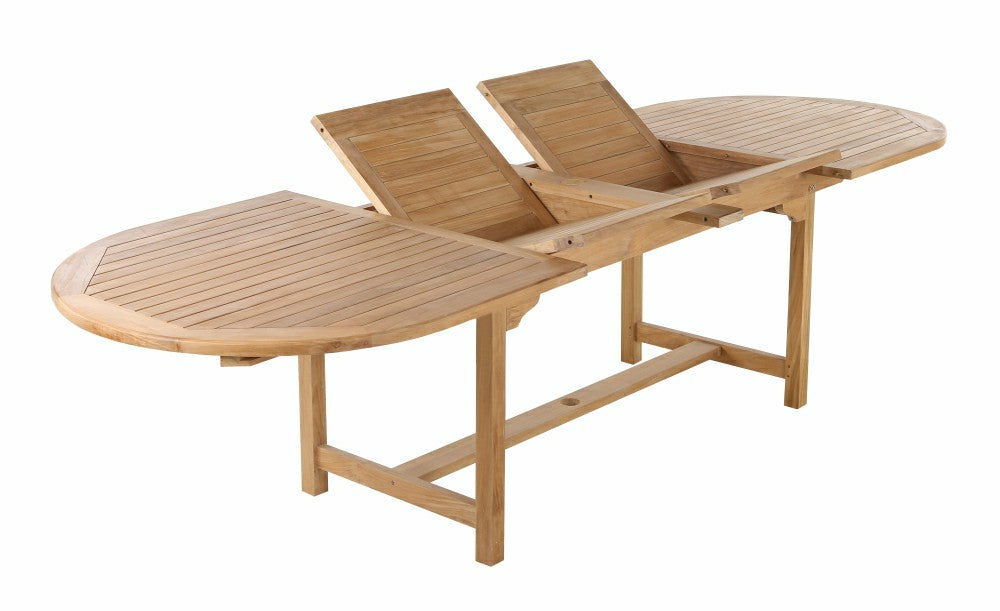 Åre Adjustable 6-8 Person Natural Teak Outdoor Dining Table – 79″-118″ | Plow & Hearth
