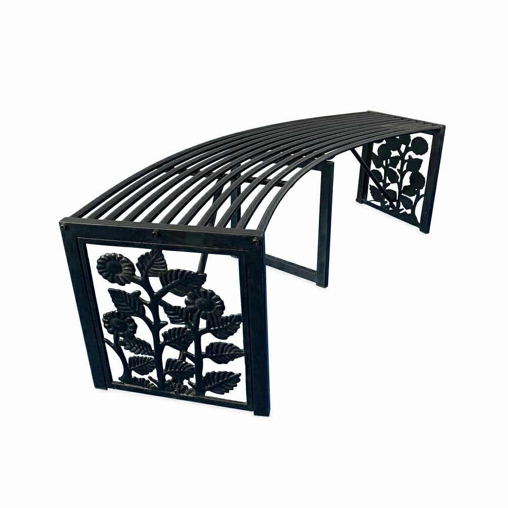 Sunflower Metal Backless Curved Garden Bench | Plow & Hearth