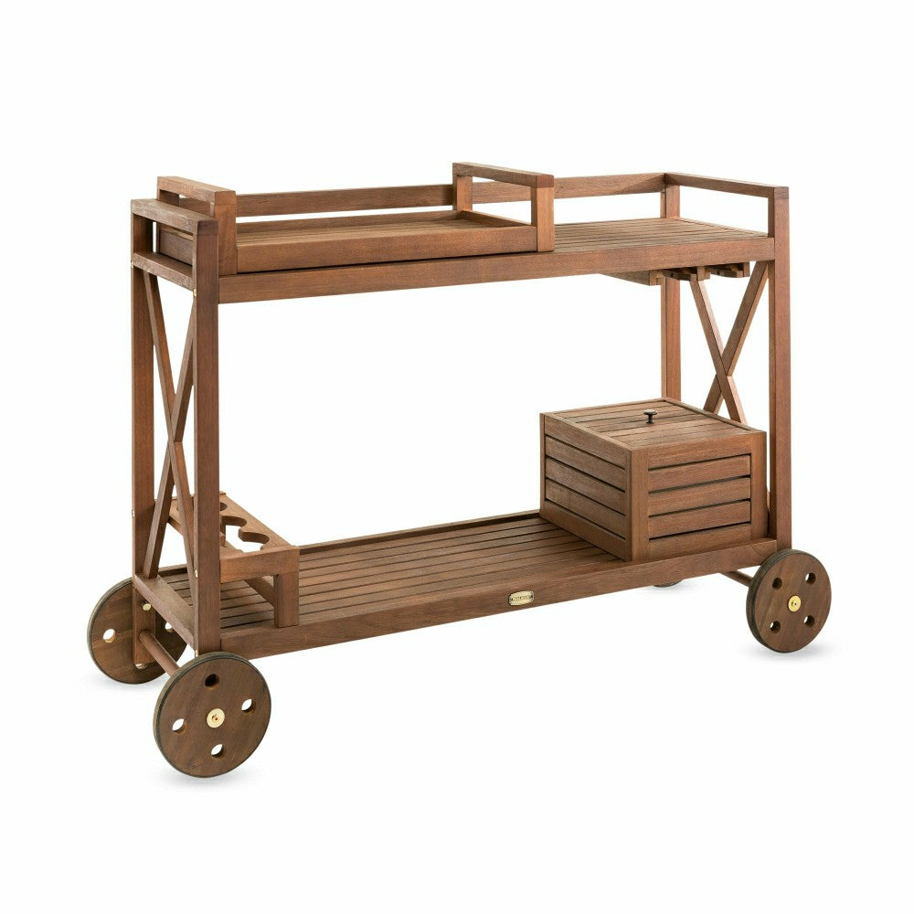 Claremont Eucalyptus Rolling Outdoor Bar Cart | Plow & Hearth