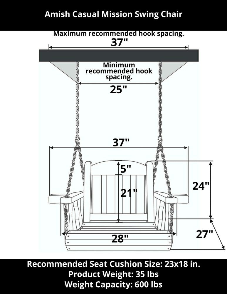 Heavy Duty Outdoor Wood Swing Chair - White Stain | Plow & Hearth