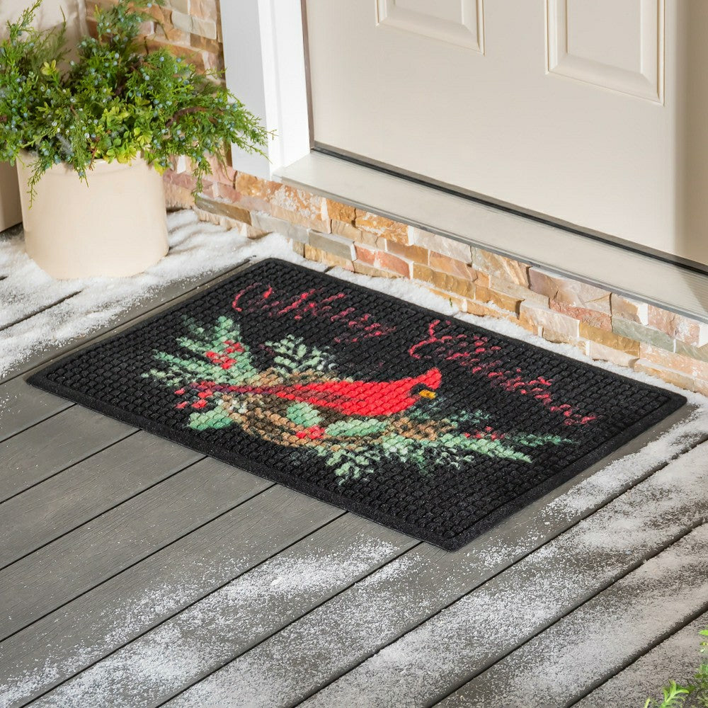WaterHog® Merry Christmas Cardinal Indoor/Outdoor Doormat, 2' x 3' | Plow & Hearth