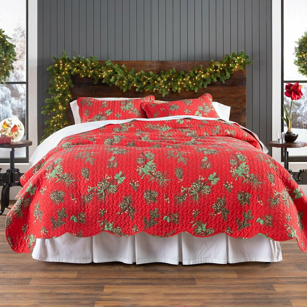 Holiday Peaceful Pine Quilted Bedding Set, King Set | Plow & Hearth