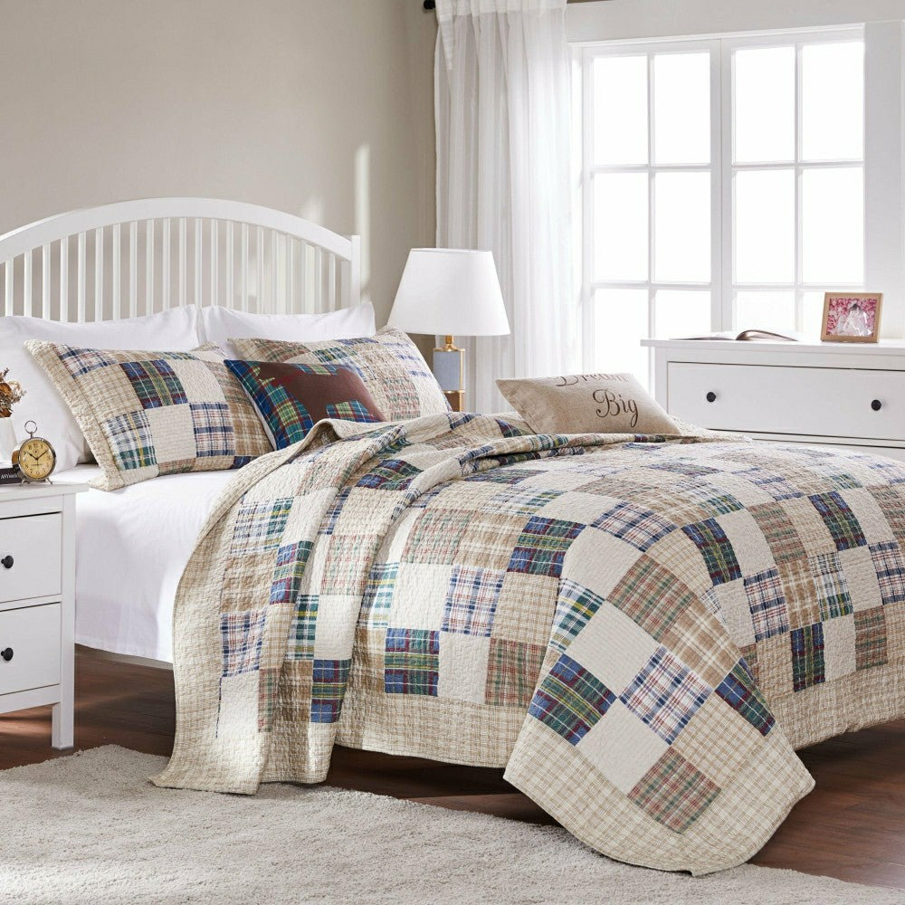 Sarah Cotton Quilted Reversible Bedding Set, Full/Queen | Plow & Hearth