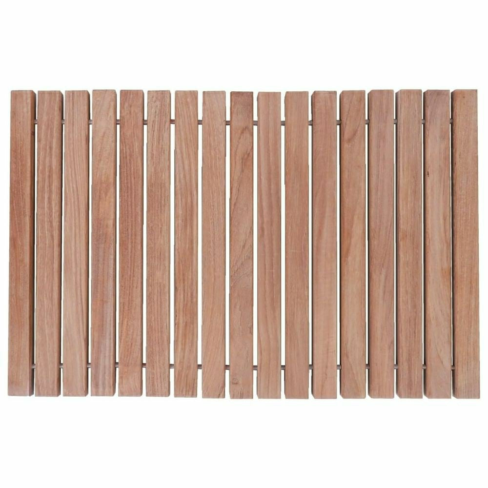 Sunriver Teak Shower and Bath String Mat with Rubber Feet 23.62" x 15. | Plow & Hearth