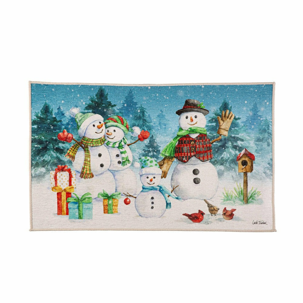 Snowman Family Washable Indoor/Outdoor Mat | Plow & Hearth