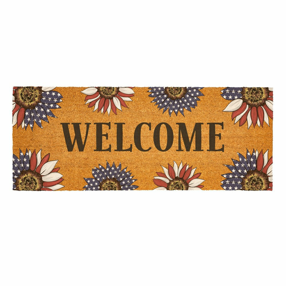 American Classic Patriotic Sunflower, Coir Mat, 60"x24" | Plow & Hearth