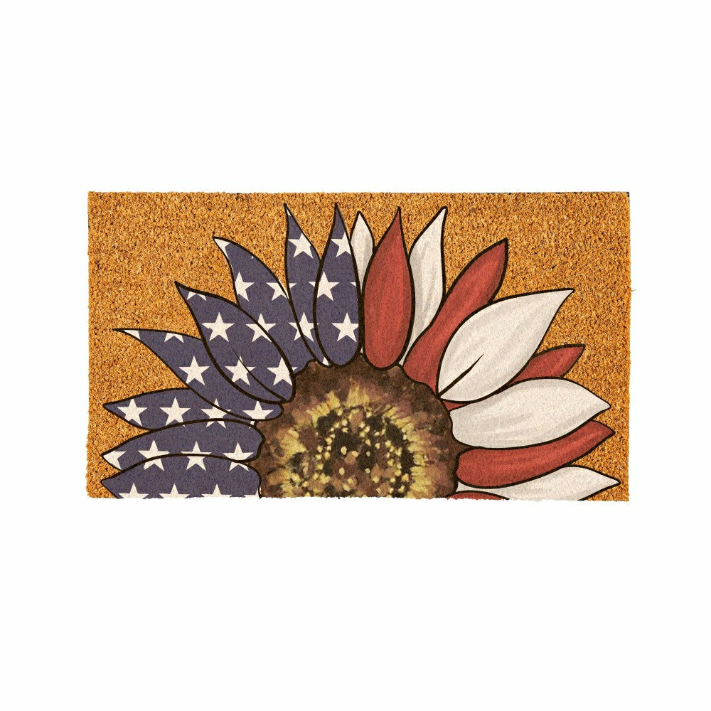 American Classic Patriotic Sunflower, Coir Mat 28"x16" | Plow & Hearth