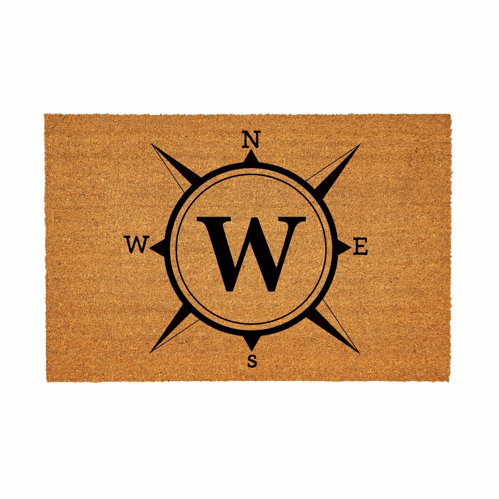 Coastal Coir Mat Compass Monogram 36x24" | Plow & Hearth