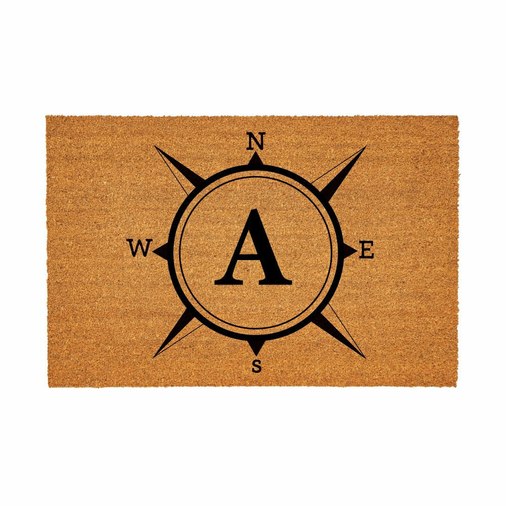 Coastal Coir Mat Compass Monogram 36x24" | Plow & Hearth