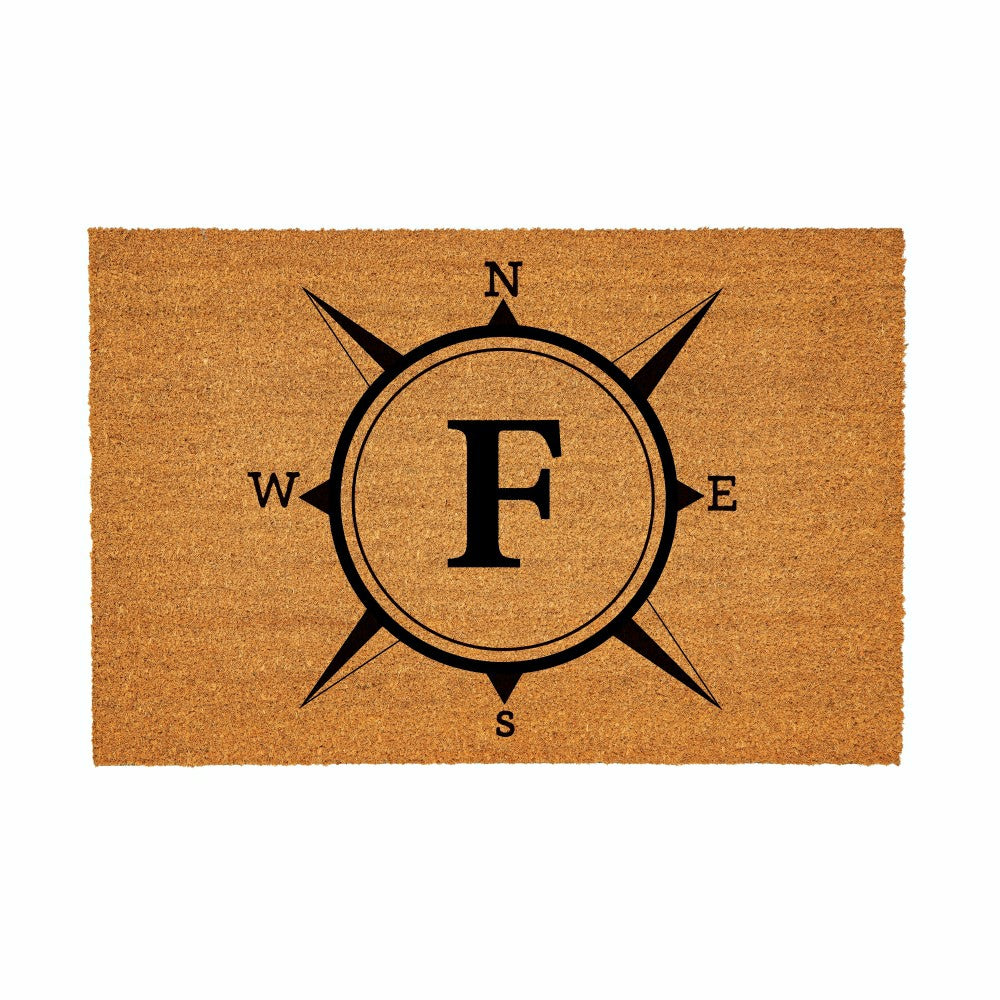 Coastal Coir Mat Compass Monogram 36x24" | Plow & Hearth