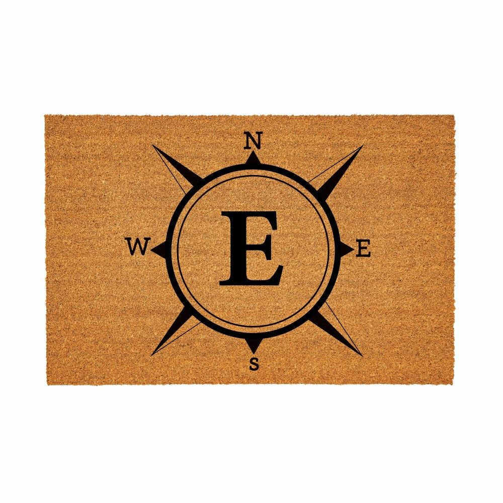 Coastal Coir Mat Compass Monogram 36x24" | Plow & Hearth