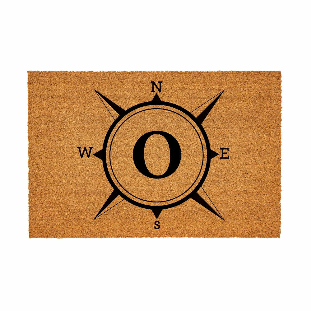Coastal Coir Mat Compass Monogram 36x24" | Plow & Hearth
