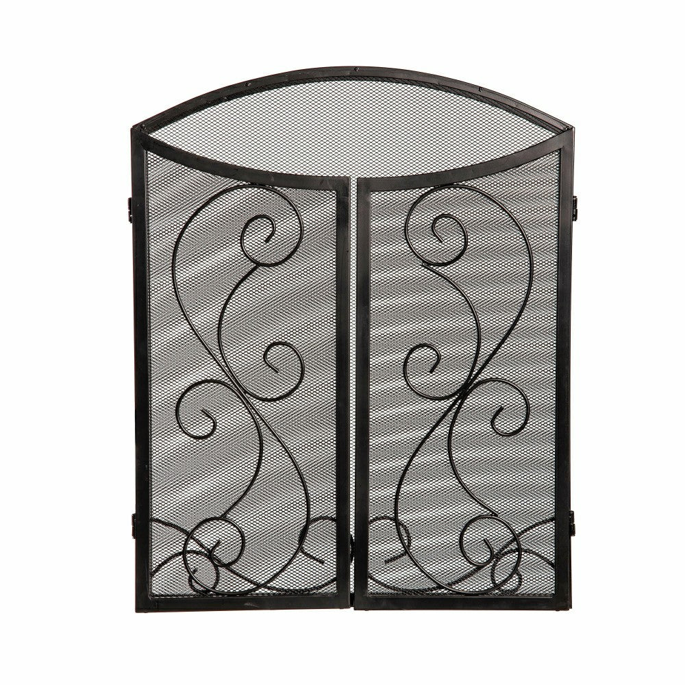 Iris Scroll Tri-Fold Fireplace Screen | Plow & Hearth