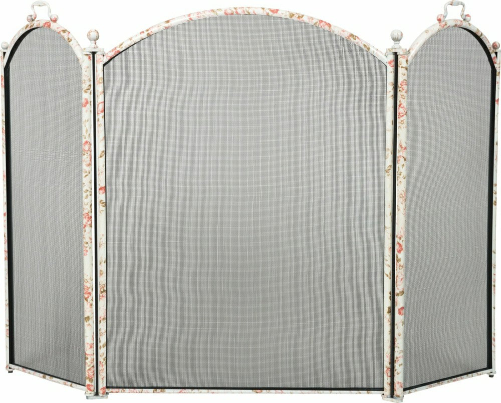 3 Fold Arched Fireplace Screen, Floral Design | Plow & Hearth