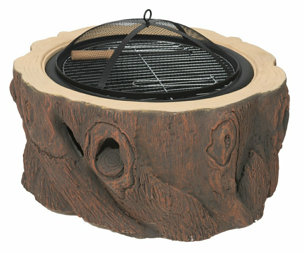 Wood Burning Fire Pit, Stump Design, Brown Finish | Plow & Hearth