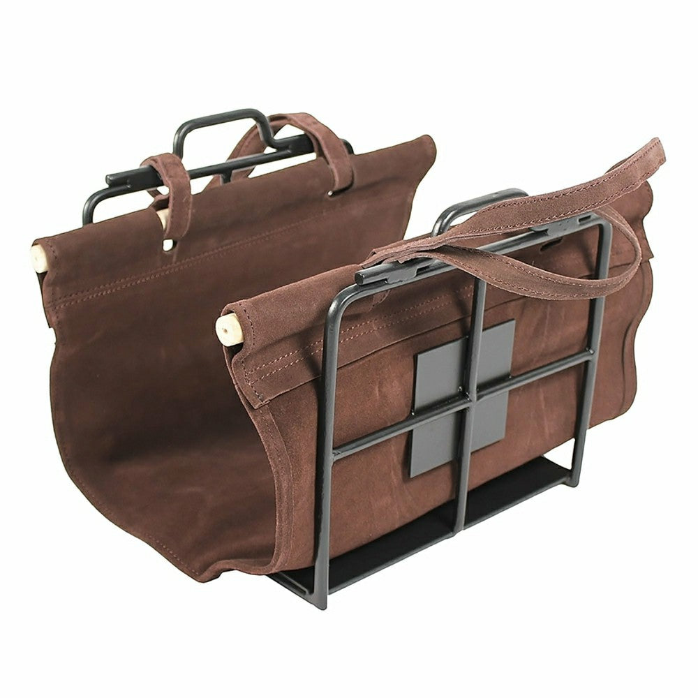 Wright Design Wood Holder with Suede Carrier | Plow & Hearth