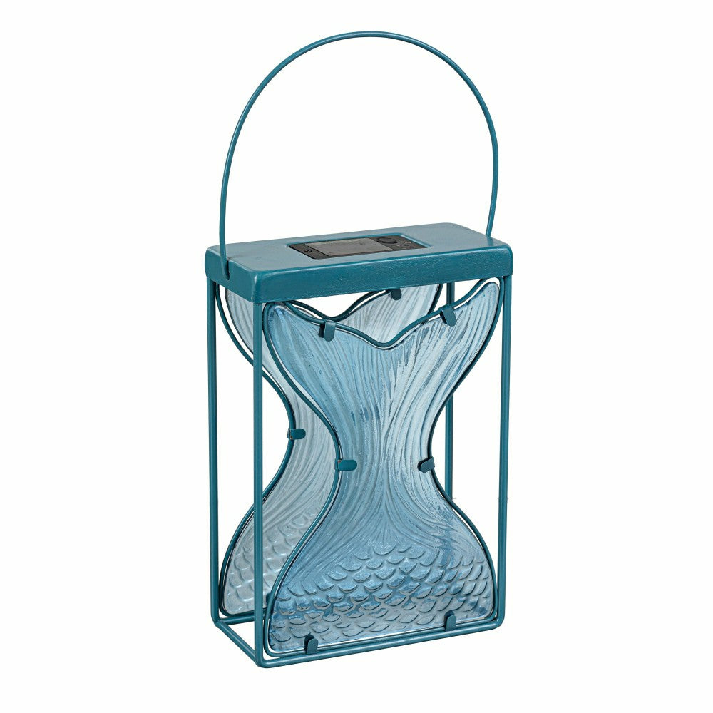 Blue Coastal Outdoor Lamp & Lighting Mermaid Tail Metal and Glass Sola | Plow & Hearth