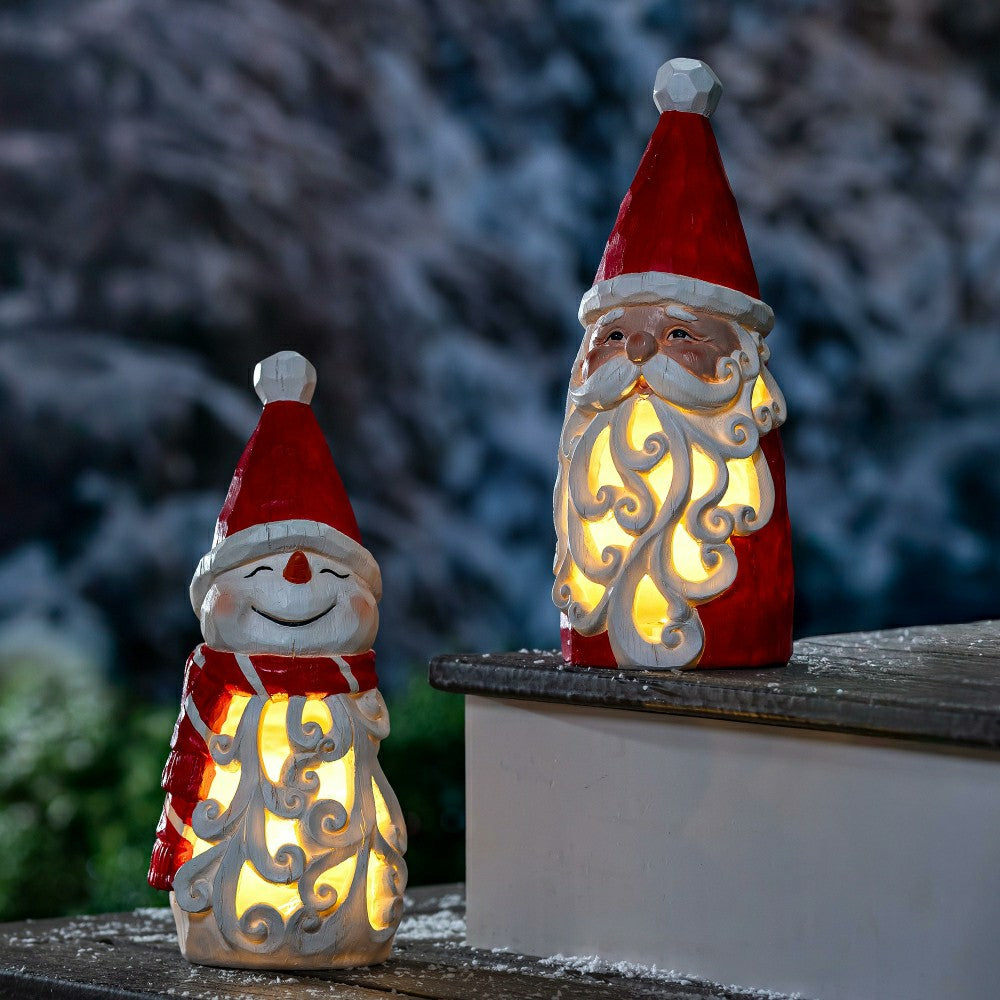 Heartfelt Cheer Garden LED Statue, Resin, Snowman,16"H | Plow & Hearth