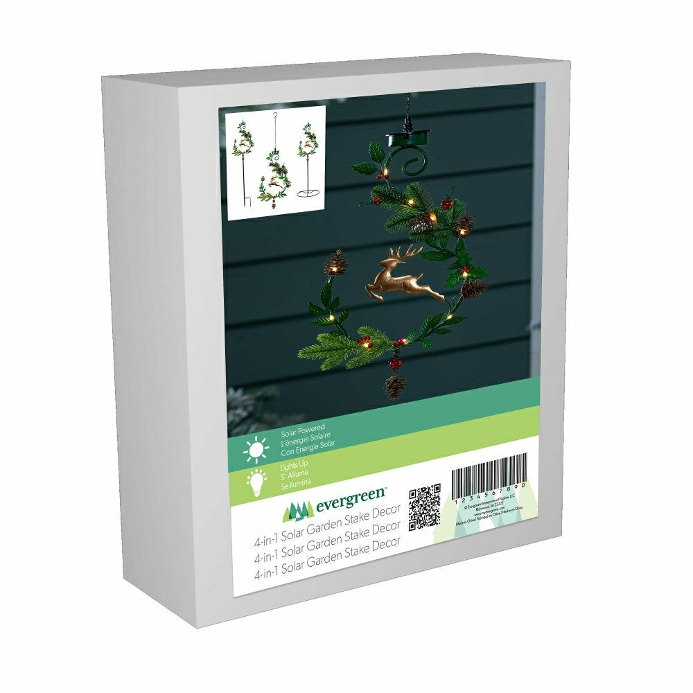 Shades of Emerald Garden Stake, 4-in-1 Solar Garden Stake, Deer, 48"H | Plow & Hearth