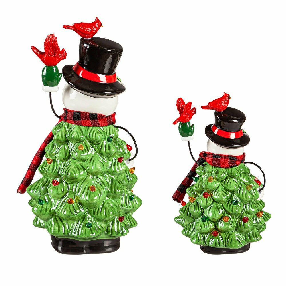 Lighted Christmas Tree Snowmen, Set of 2 | Plow & Hearth