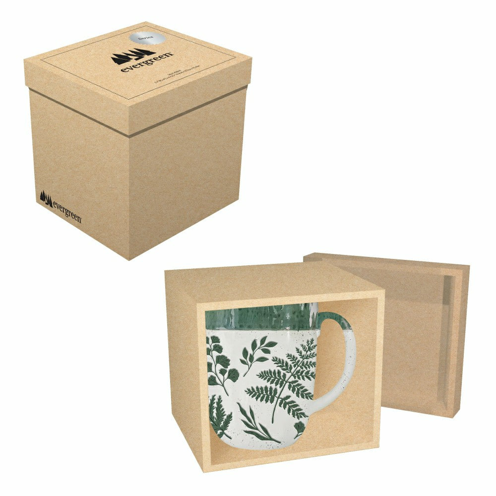 Cottage Garden Coffee Cup Ceramic Artisanal, Foliage Sage, 14oz, Gift | Plow & Hearth