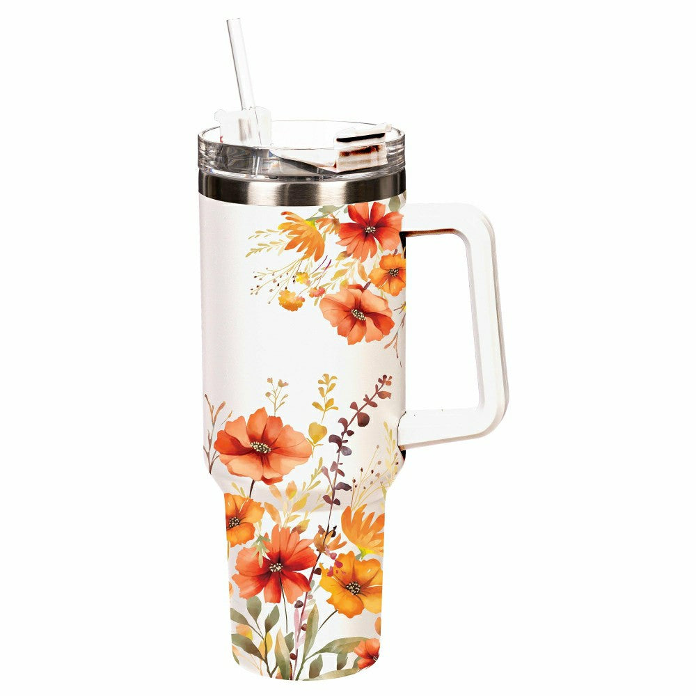 Harvest Blossom Florals Trenta Cup, Double Wall Stainless Steel w/ Str | Plow & Hearth