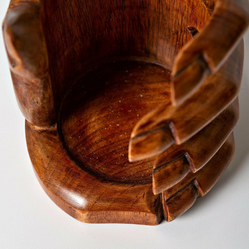 Mango Wood Hand Shaped Wine Bottle Holder | Plow & Hearth