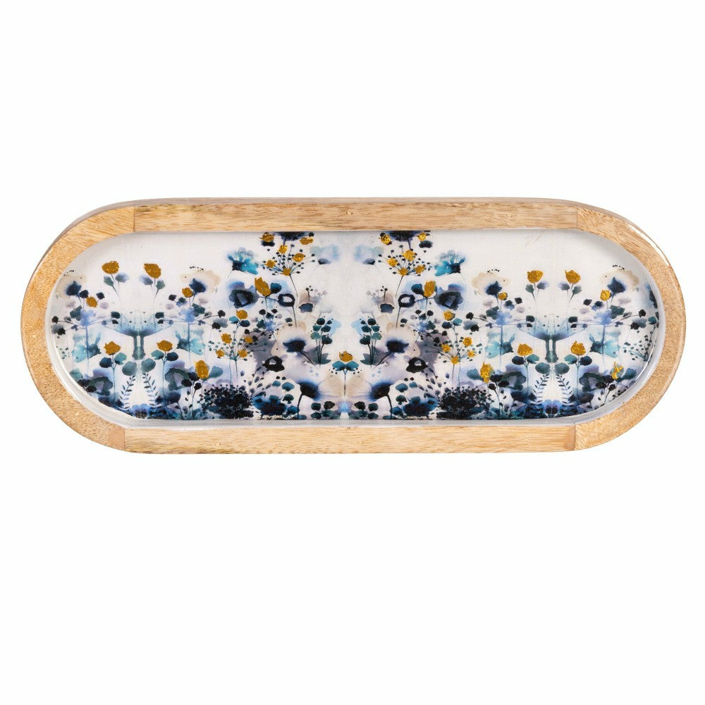 VivaStyle Gilded Meadow Wooden Tray with 3 Bowls, Set of 4 | Plow & Hearth