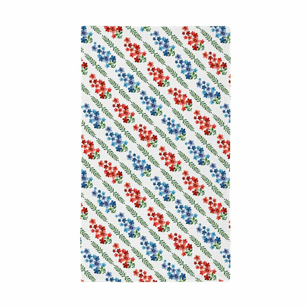 Red, White, & Bloom Kitchen Towel Quick Dry Waffle Weave Double-Sided, | Plow & Hearth