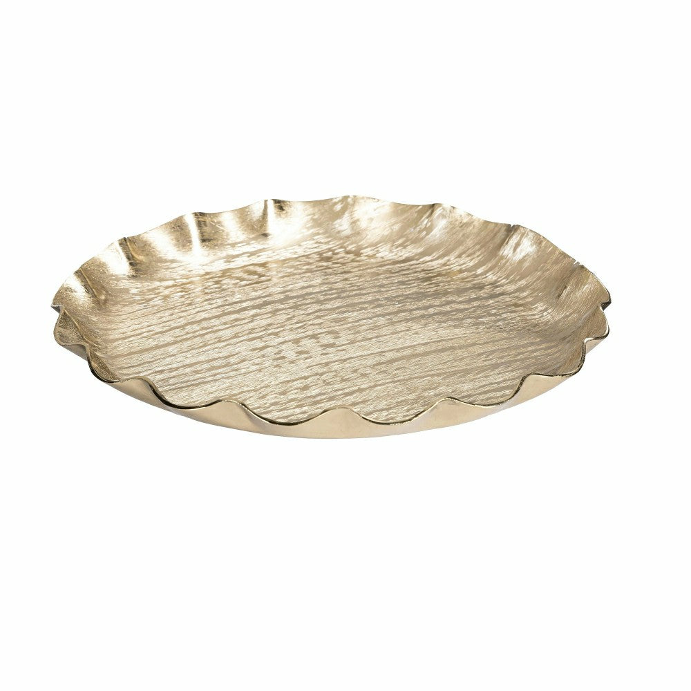 Shades of Green Platter Ruffled Edge Metal Platter Set | Plow & Hearth