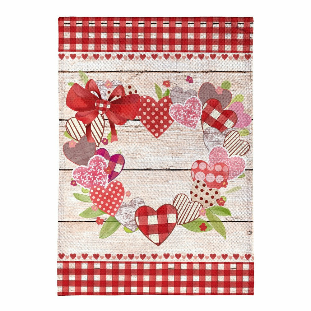 Country Heart Wreath Burlap Garden Flag | Plow & Hearth
