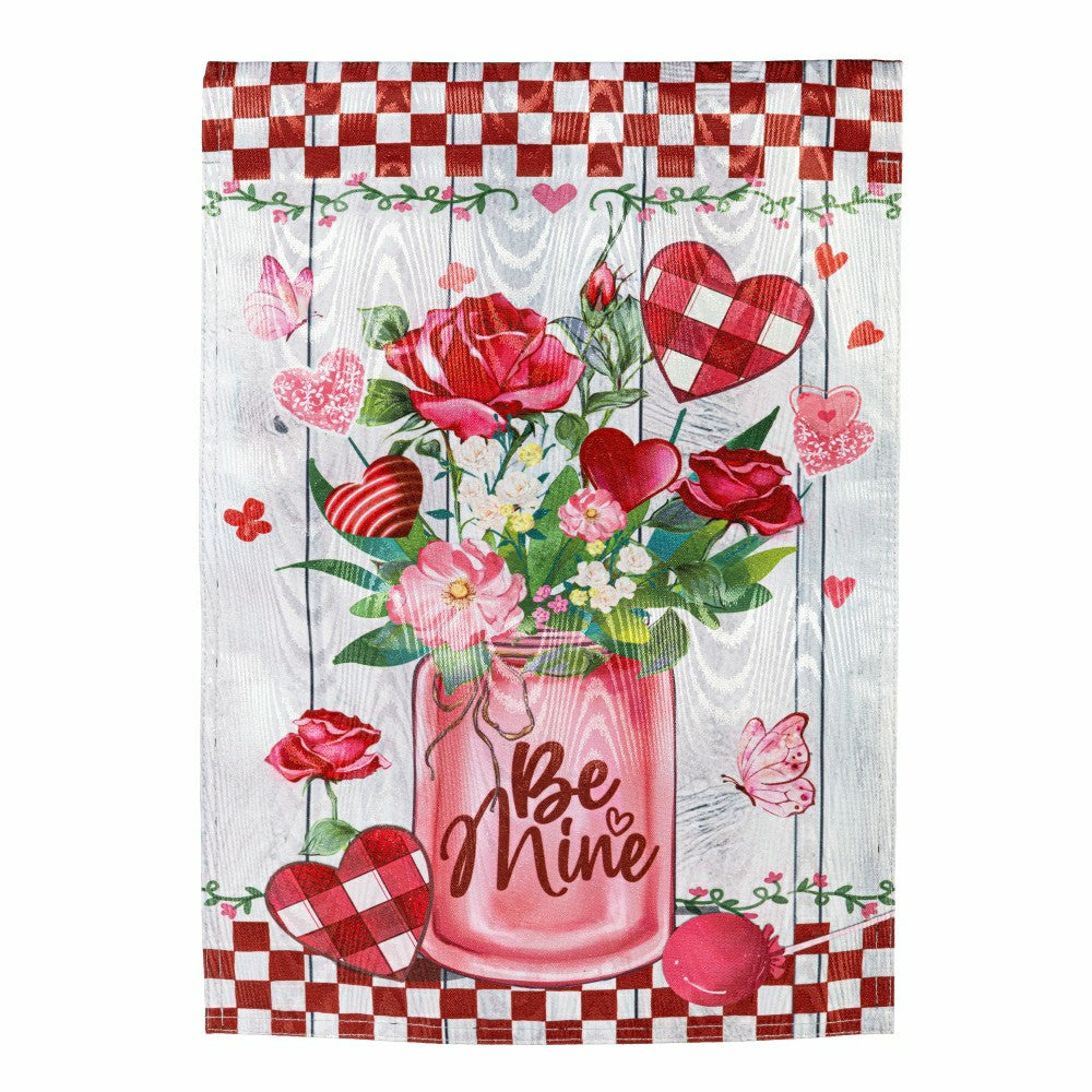 Be Mine Mason Jar Moire Garden Flag | Plow & Hearth
