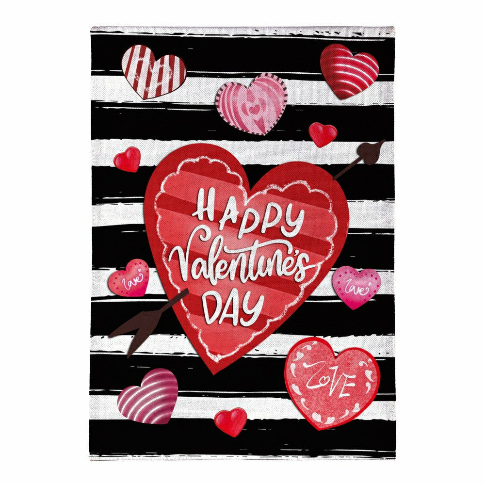 Striped Hearts Burlap House Flag | Plow & Hearth