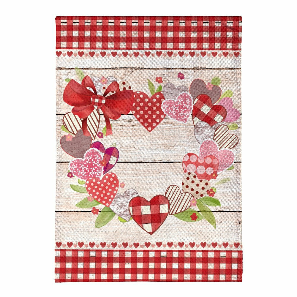 Country Heart Wreath Burlap House Flag | Plow & Hearth